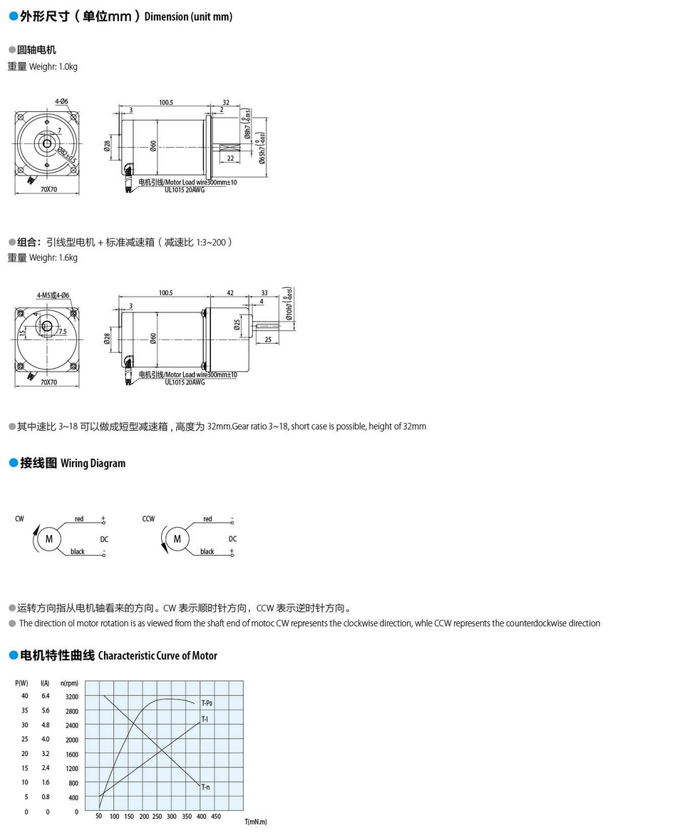 有刷直流電機25W
