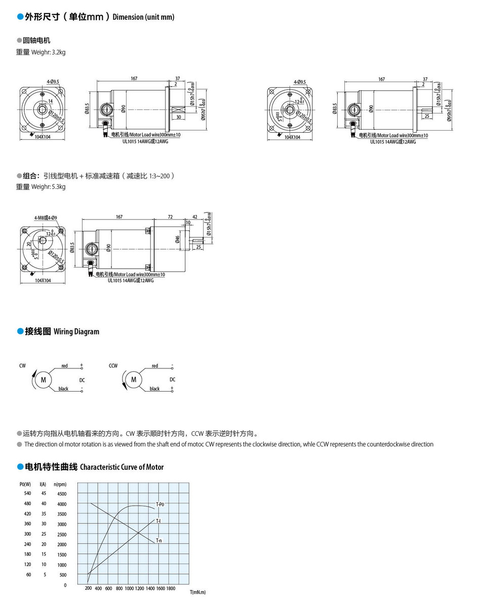 有刷直流電機250W